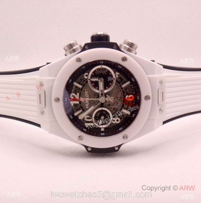Super Clone Hublot Big Bang Unico White Ceramic Men Watch HUB1220 Movement 1