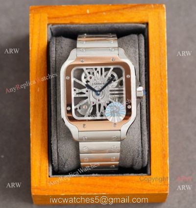New Two Tone Rose Gold Santos de Cartier Skeleton watch WHSA0016 1