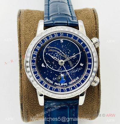 PFF Factory V4 Patek Philippe Sky Moon Celestial Watch Blue Dial Diamond Bezel 1