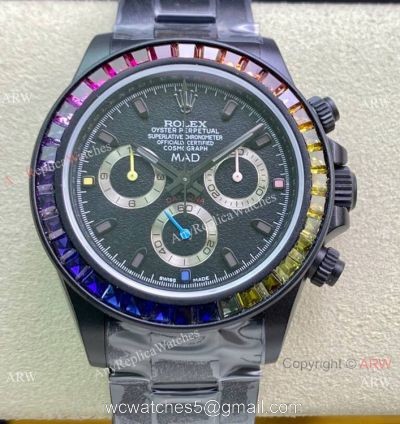 (2022 New) IPK Factory Rolex Blaken Daytona Rainbow DLC Coated Watch 40mm 1