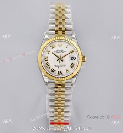 (EW)Swiss Replica Rolex 31-Datejust Watch White Roman Jubilee Bracelet 1