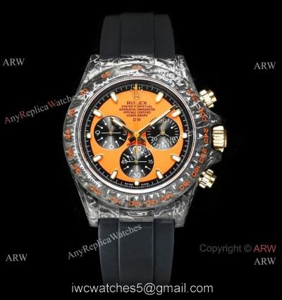 TW Factory Rolex Daytona DiW Carbon Swiss 7750 Chronograph Watch Orange Dial 40mm 1