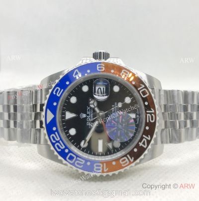 Copy Rolex GMT-Master II Blue/Brown Bezel Stainless Steel Watch 40mm NEW Jubilee Strap 1