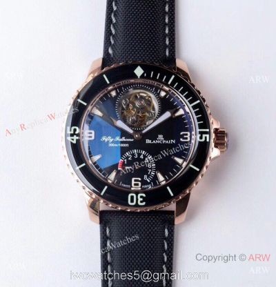 JB Factory 1:1 Blancpain Real Tourbillon Fifty Fathoms 45mm Watch Rose Gold Case 1