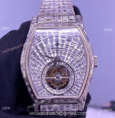Iced Out Vacheron Constantin Malta Series P30630 Watch Full Diamond Stainless Steel Strap 1