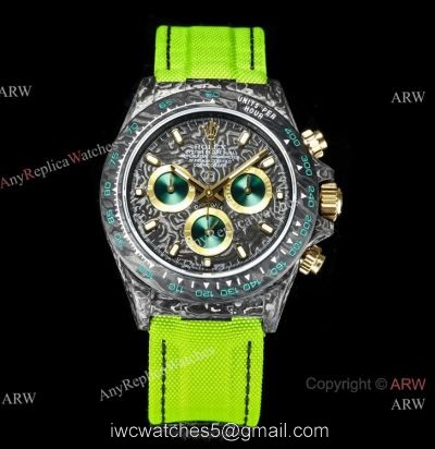 NEW! TW Factory Rolex DIW Cosmograph NTPT Carbon Daytona 7750 Watch Fluorescent Green Fabric Strap 1