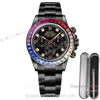 2021 New! Swiss Replica Daytona Rolex BLAKEN Rainbow Watch Swiss 7750 Diamond Markers 1