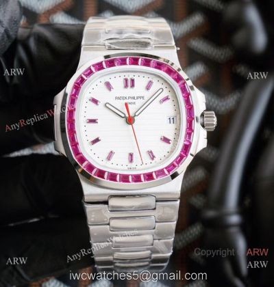 New! Swiss Replica Patek Philippe Nautilus Watch Stainless Steel Pink Diamond Limited New PP5711 1