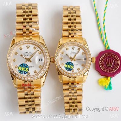 Replica ROLEX Datejust All Gold Diamond 28mm/36mm Citizen 8215 Watch 1