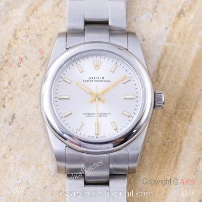 Replica Rolex Oyster Perpetual White Dial Stainless Steel Lady Watch 1