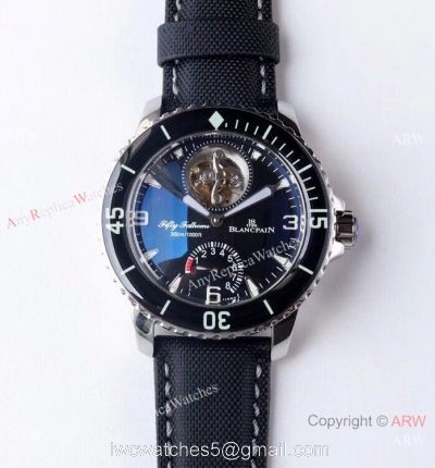 JB Factory 1:1 Blancpain Tourbillon Fifty Fathoms Silver Black Watch 1