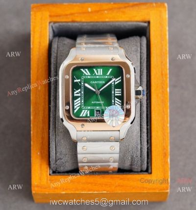 New Cartier Alberto Santos-Dumont Men Watch Green Dial Sapphire Crystal Swiss Quality 1