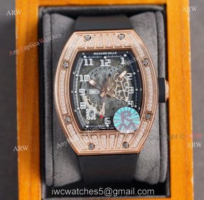 (RM Factory) High Quality Replica Richard Mille RM010 Rose Gold Diamond Watch 1