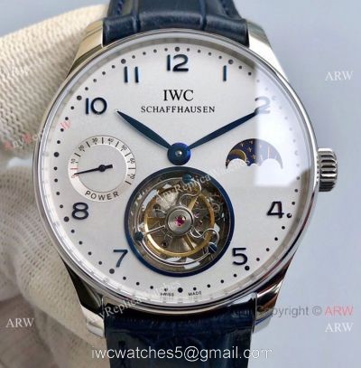 Super Clone IWC Portugieser Moon phase Tourbillon Edition Watch Stainless Steel White Dial 42mm 1