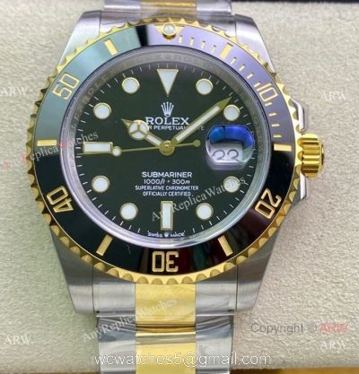(JVS) Swiss Grade Rolex Submariner 41mm JVS Factory New 3235 Wrist 2-Tone Black Ceramic 1