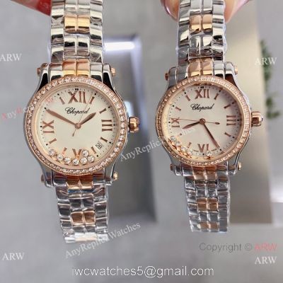Copy Chopard Happy Sport 2-Tone Rose Gold Couple Watches Best Quality 1