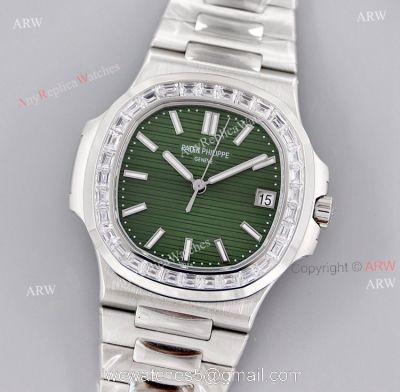 3k Factory Patek Philippe Nautilus 5711 Green Face Diamond Bezel Super Clone Watch 40mm 1