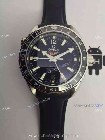 Copy Swiss Omega Seamaster Planet Ocean GMT Watch Black Rubber 1