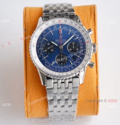 Super Clone Breitling Navitimer 01 Valjoux 7750 Watch Stainless Steel Blue Dial 1