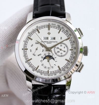 TW Factory Copy Vacheron Constantin Traditionnelle Chronograph Perpetual Calendar Watch White Mop Dial 1