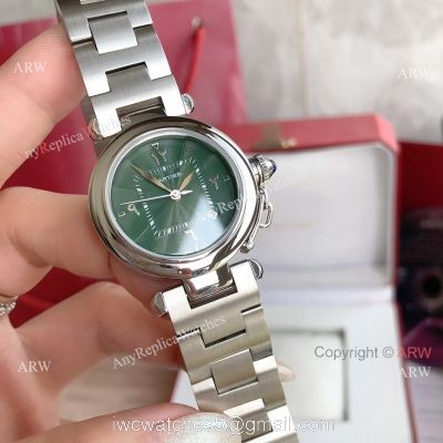 2022 New Copy Cartier Pasha Middle East Limited Edition Stainless Steel Olive Green Dial Watch 1