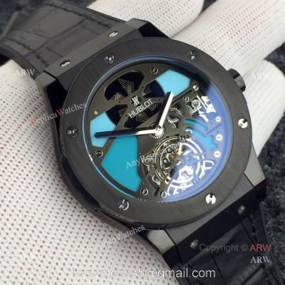 Replica Hublot Classic Fusion Squelette Tourbillon All Black Watches 1