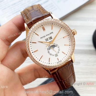 Clone Patek Philippe Calatrava Annual calendar Watch Rose Gold Case 42mm 1