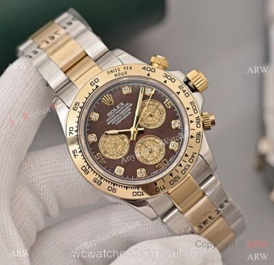 Copy Rolex Cosmograph Daytona 40 Watch Brown Dial with Diamond Markers 1