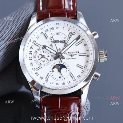 Replica Longines Master Collection Moonphase Brown Leather Strap 40MM Watch 1