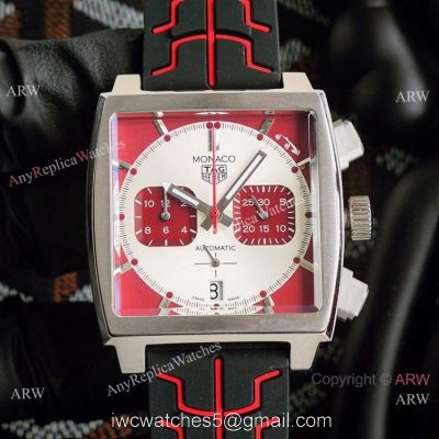 Best Copy Tag Heuer Monaco Watch Rubber Strap Red Subdials 1