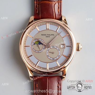 Swiss Grade 1 Patek Philippe AAA Watch Rose Gold Moonphase Men Size 1