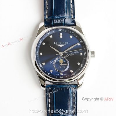 (GF) Swiss Copy Longines Master Bucherer Blue Moonphase dial Watch Leather Strap 40mm 1