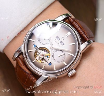 Buy Replica Omega Grand Complications Watches SS Brown Leather Strap 1