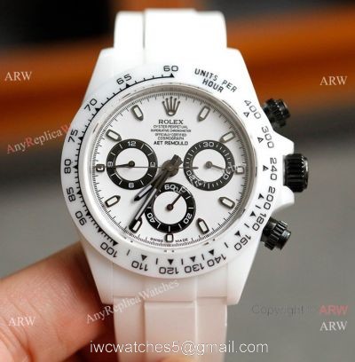 New! Swiss Replica Rolex Daytona AET Modified White Ceramic Black Crown watch A7750 Movement 1