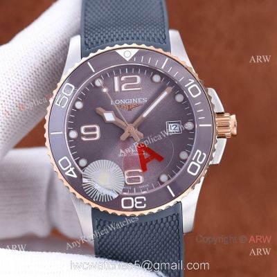 Best Replica Longines Hydroconquest Two Tone Rose Gold Purple Ceramic Watch 41mm 1