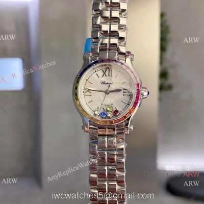 Chopard Happy Sport 30 Watch Rainbow bezel 2-Tone Rose Gold 1