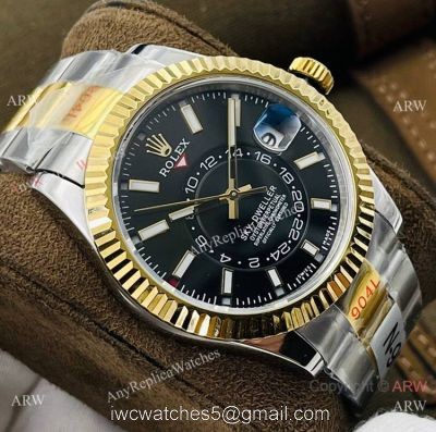 DR Factory Swiss Rolex Sky-Dweller 42mm Watch Ring Command Bezel Black Dial 1