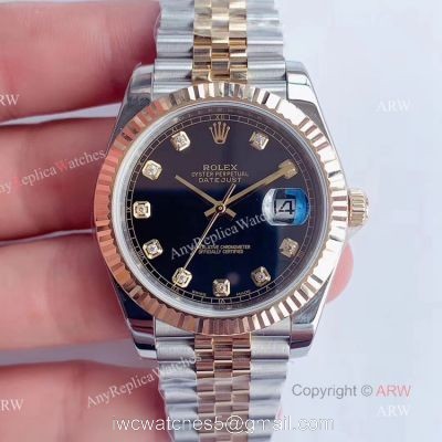 (Noob) Best 41mm Rolex Datejust Black Dial With Diamonds Jubilee Bracelet Swiss Replica Watch 1