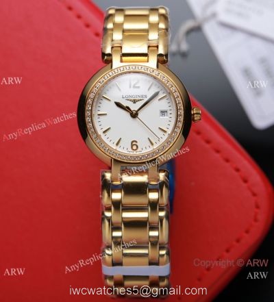 Swiss Quartz Longines PrimaLuna Copy Watch All Gold Women 1