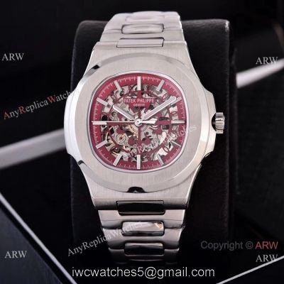 Faux Patek Philippe Nautilus Skeleton Watches Stainless Steel Case 1