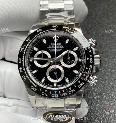 Better Factory New 4130 Rolex Daytona Watch 904L Steel Black Dial BTF 4130 Movement 1