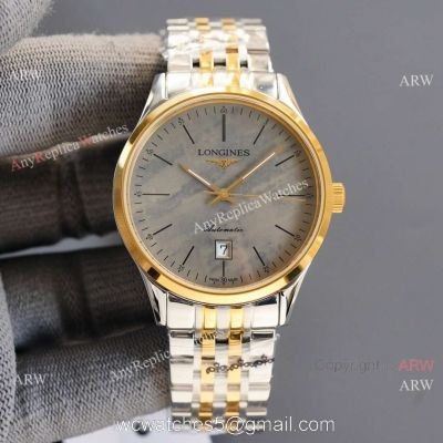 Replica Longines Elegant 2-Tone Steel Strap Rose Gold Bezel 8215 Movement Watch 1