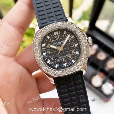 Replica Patek Philippe Lady-Aquanaut Watch Diamond Bezel Black Dial 1
