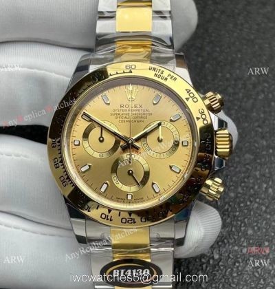 Better Factory BTF Swiss 4130 Rolex Daytona Two Tone Gold Champagne Watch Custom 1