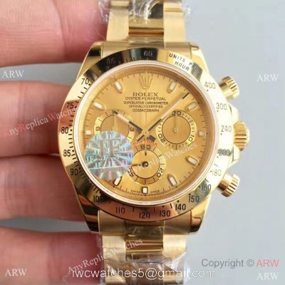 JF Replica Swiss 7750 Rolex Daytona All Gold Chronograph Watch 1