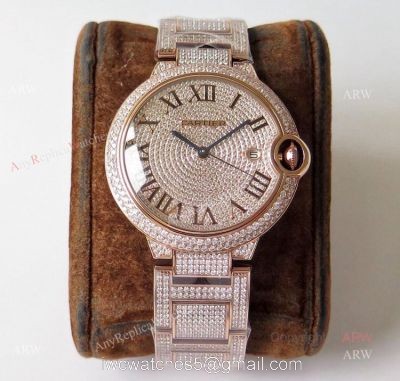 (TW) Swiss Quality Replica Cartier Ballon Bleu Rose Gold Diamond Watches 1