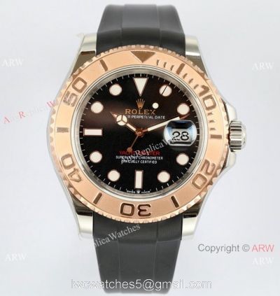 EW Factory 1-1 Replica Rolex Yacht-Master Watch Swiss 3235 Black Rubber Strap 1