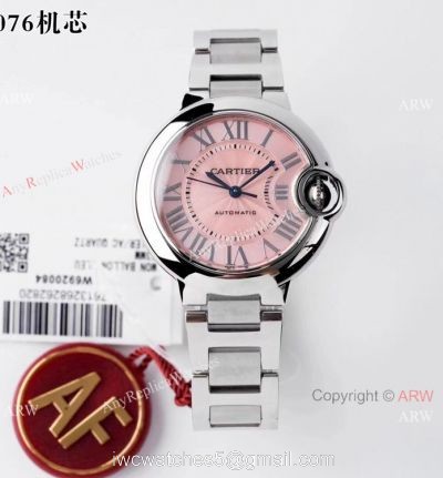 AF 1:1 Best Edition Cartier Ballon Bleu 33mm Watch Pink Dial 1