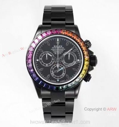NEW! Noob Factory 4130 Rolex Daytona Blaken &8216;Black Venom Rainbow Bezel Watch 40mm 1