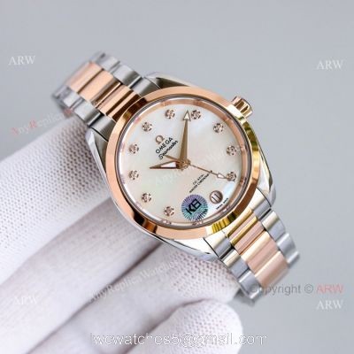 High Quality Replica Omega Constellation Two Tone Rose Gold Ladies Watch 34mm 1